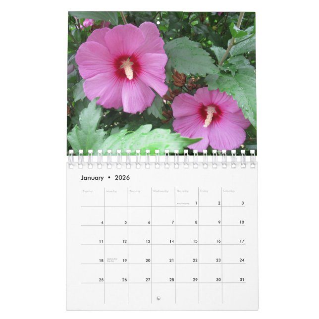 Pretty Flower Photo Calendar (Jan 2026)