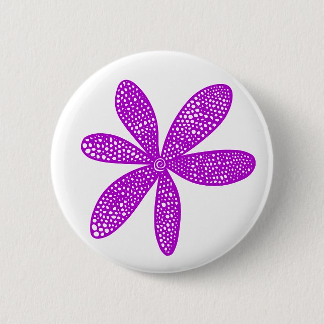 Pretty Flower - Purple on White 6 Cm Round Badge (Front)
