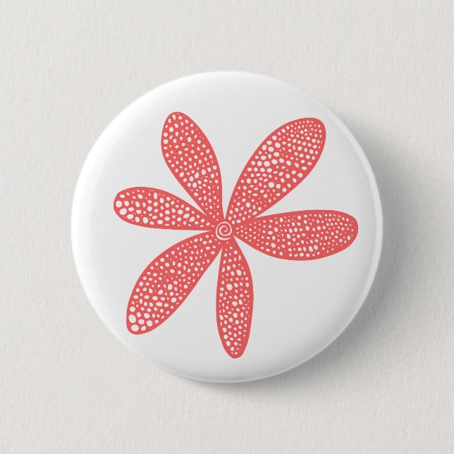 Pretty Flower - Tropical Pink on White 6 Cm Round Badge (Front)