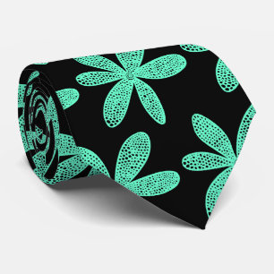 Pretty Flower - Turquoise on Black Tie