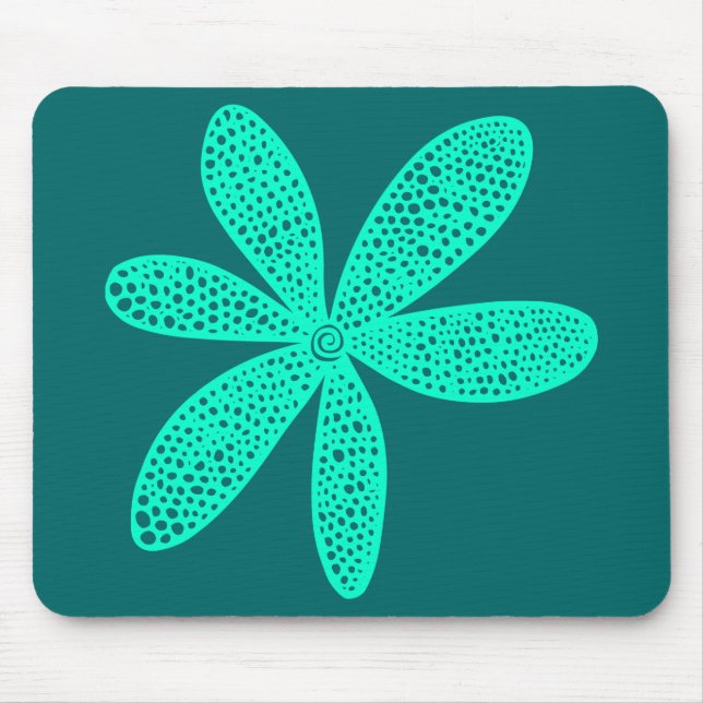 Pretty Flower - Turquoise on Moss Green Mouse Mat (Front)