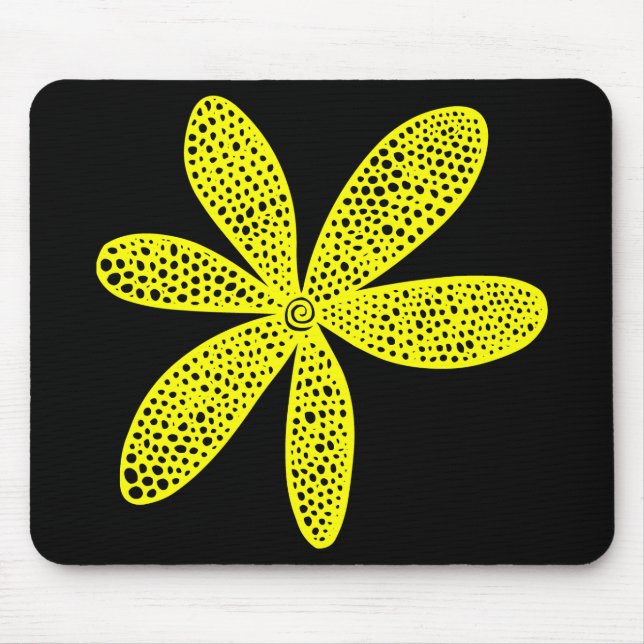 Pretty Flower - Yellow on Black Mouse Mat (Front)