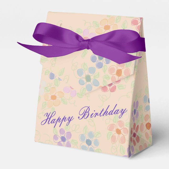 Pretty Flowered Favour Box (Front Side)