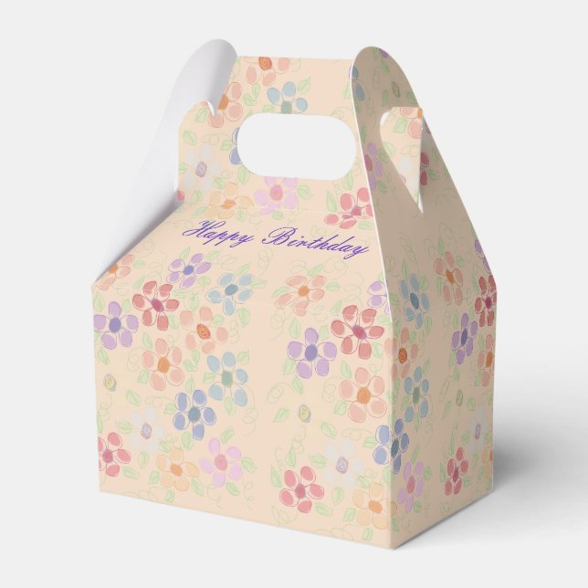 Pretty Flowered Guest Favour Box (Back Side)