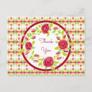 Pretty Flowered Thank You Postcard