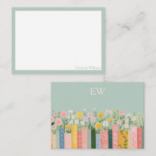 Pretty Flowers and Books Note Cards