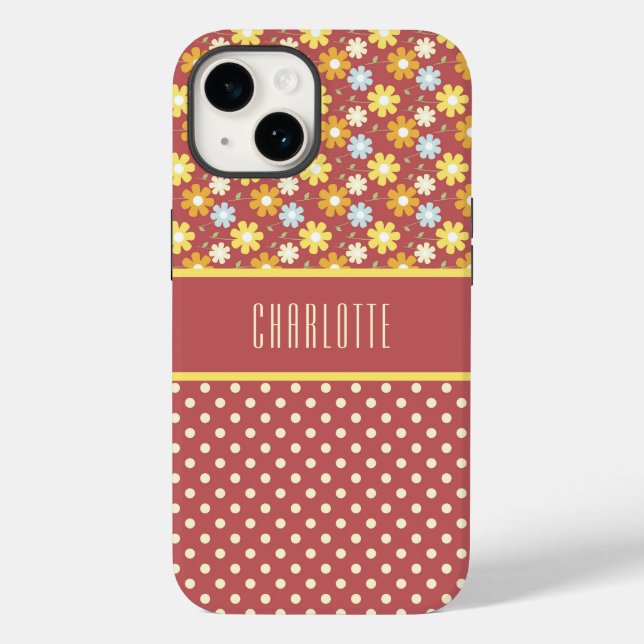 Pretty Flowers and Polka Dots Phone Case (Back)