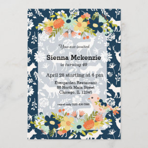 Pretty Flowers & bird Invitation