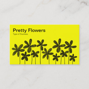 Pretty Flowers - Black and Yellow Business Card