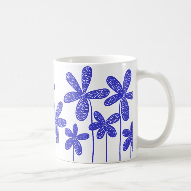 Pretty Flowers - Blue Coffee Mug (Right)