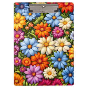 Pretty flowers, brightly colored, clipboard