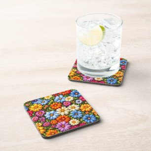 Pretty Flowers, Brightly Colored, Coaster