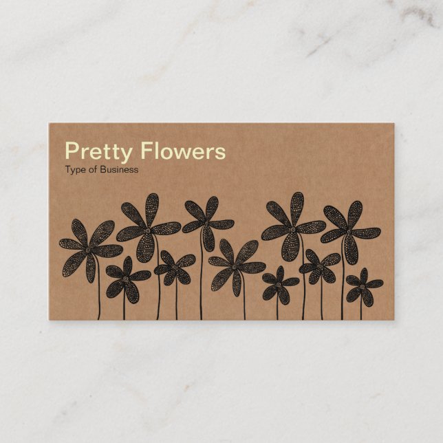 Pretty Flowers - Cardboard Box Texture Business Card (Front)