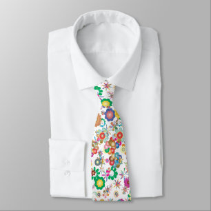 Pretty flowers - colorful neck tie