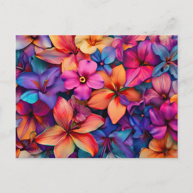 Pretty Flowers Colourful Floral Pattern Beautiful Postcard (Front)