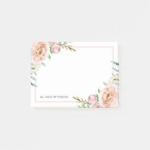 Pretty Flowers Frame   Add Your Name Post-it Notes
