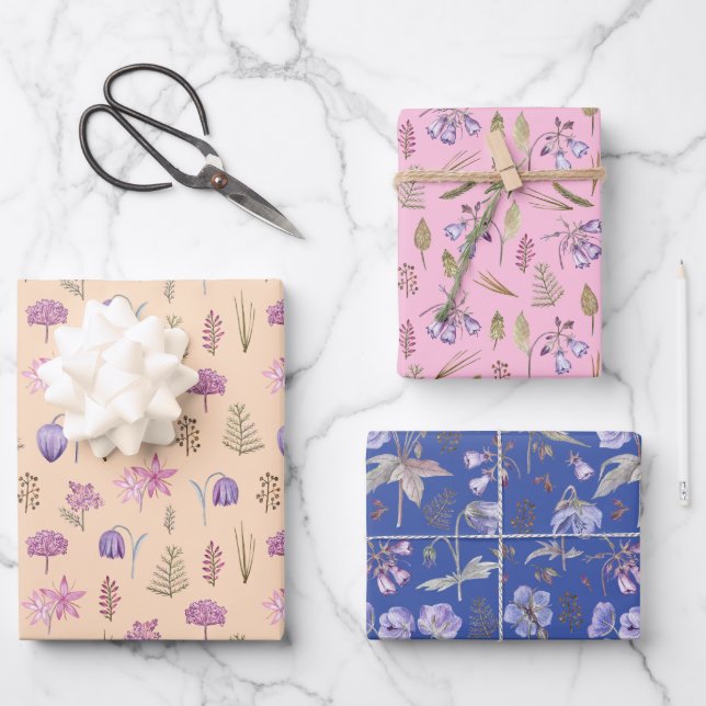 Pretty Flowers Garden Baby Shower Kids Birthday Wrapping Paper Sheet (Front)