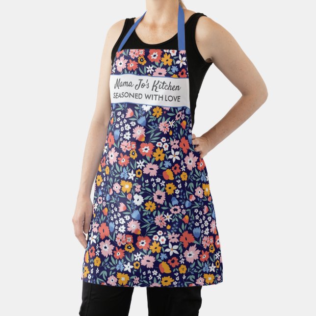 Pretty Flowers Grandma's Mum's Kitchen Custom Text Apron (Insitu)