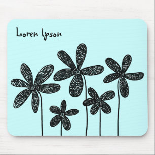 Pretty Flowers - Ice Blue Mouse Mat