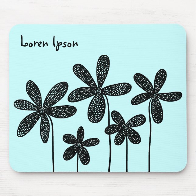 Pretty Flowers - Ice Blue Mouse Mat (Front)