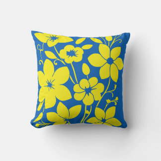 Pretty flowers in azure and yellow  cushion