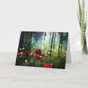 Pretty Flowers in Fantasy Forest Greeting Card