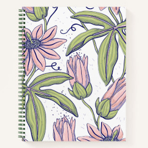 Pretty flowers l Elegant pattern l Pink and green Notebook