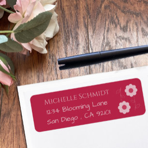 Pretty Flowers Magenta Return Address Labels