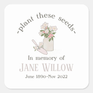 Pretty Flowers Memorial Plant Seeds Square Sticker