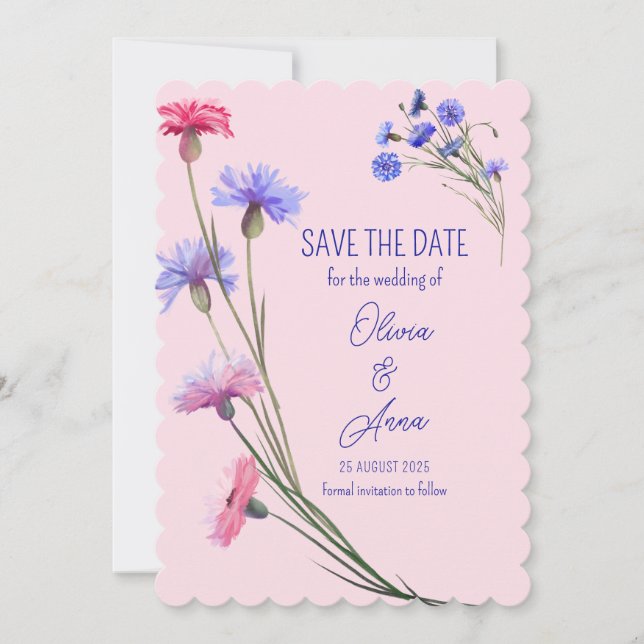 Pretty Flowers Pink And Purple Save The Date (Front)