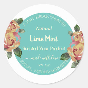 Pretty Flowers Product Packaging Labels Teal Gold