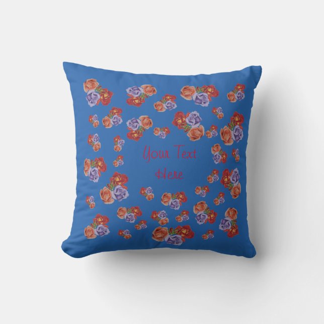 pretty flowers red roses and rose buds floral cushion (Front)