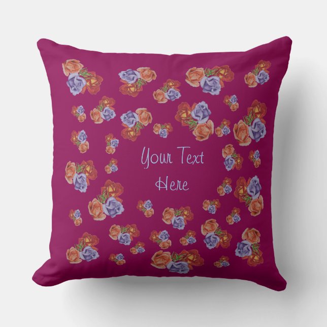 pretty flowers red roses and rose buds floral cushion (Front)