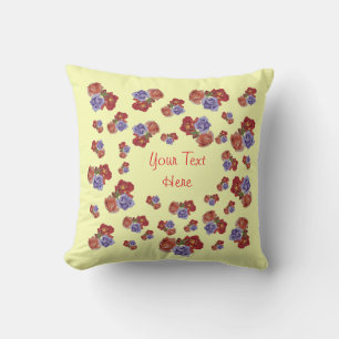 pretty flowers red roses and rose buds floral cushion