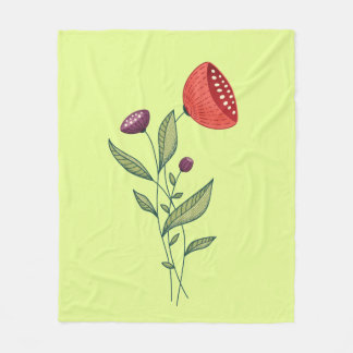 Pretty Flowers Spring Botanical Art Fleece Blanket