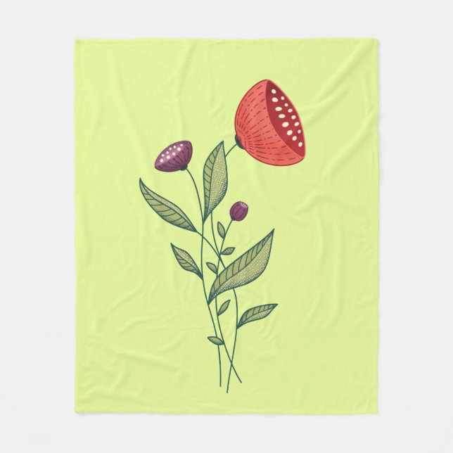 Pretty Flowers Spring Botanical Art Fleece Blanket (Front)