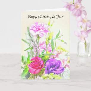 Pretty Flowers Vintage Style Birthday Card