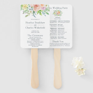 Pretty Flowers Wedding Program Hand Fan