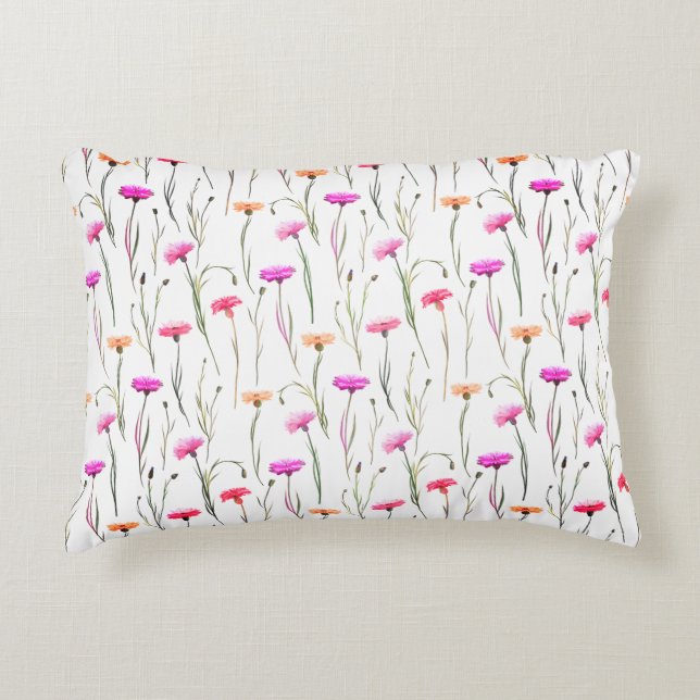Pretty Flowers With Stems Pattern Decorative Cushion (Front)