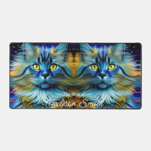 Pretty fluffy blue tiger cat  desk mat