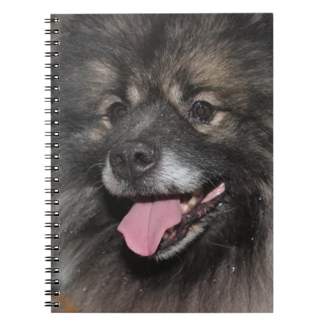 PRETTY FLUFFY GRAY KEESHOND DOG NOTEBOOK (Front)