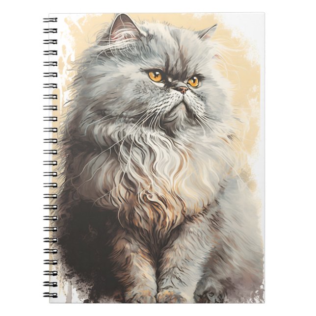 PRETTY FLUFFY GRAY PERSIAN CAT NOTEBOOK (Front)