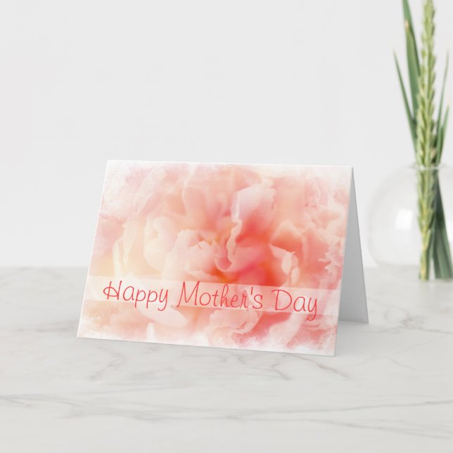 Pretty Fluffy Pink Peony Mother's Day Card (Front)