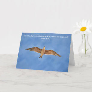 Pretty Flying Sea Gull Bird Bible Verse Art Note Card