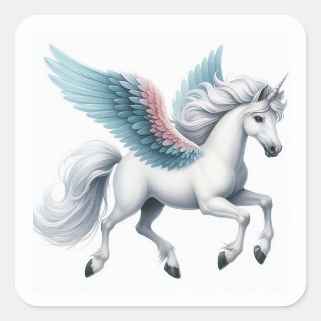 Pretty Flying White Pegasus Sticker Sheet (Front)