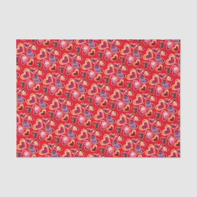 Pretty Foil Textured Stack Double Heart Lollipops  Tissue Paper (Front)