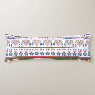 Pretty Folk Art Floral Hearts Border Body Pillow