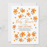 Pretty folk orange flowers White Girl Baby Shower