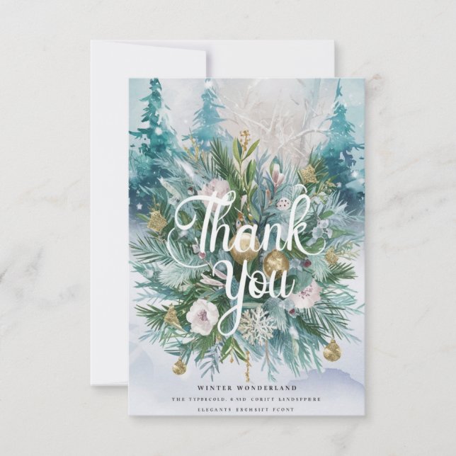 Pretty Forest Grateful Happy Holidays  Thank You Card (Front)