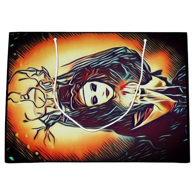 Pretty Forest Witch Gothic Customisable Large Gift Bag (Front)